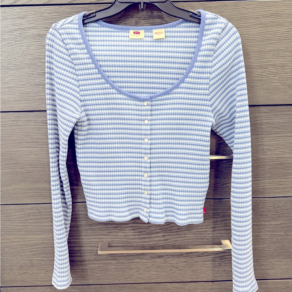 Levi's Blue and White Button Down Shirt